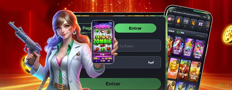 Aplicativo móvel kkvip para iOS e Android